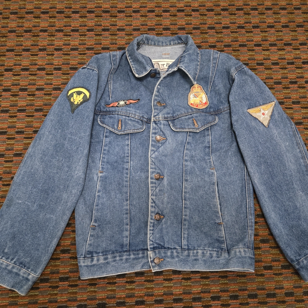Vintage Tiger Bay Denim Jacket Fly Eagle Command Force Youth Large 14-16 Blue